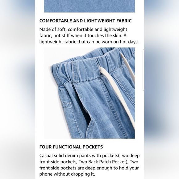 Womens NWT Lightwash Elastic Waist Drawstring Denim Jeans NWT Sz. 2 Lightweight - Picture 5 of 9